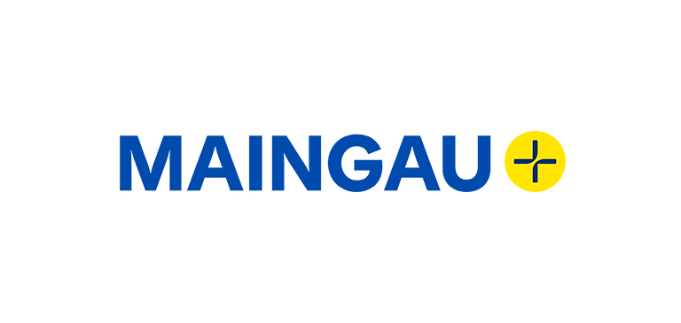 MAINGAU-Energie-Logo: blauer Schriftzug „MAINGAU“ auf weißem Hintergrund